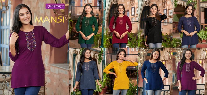 Mansi By Rangmaya Rayon Ladies Short Kurti Wholesale Shop In Surat